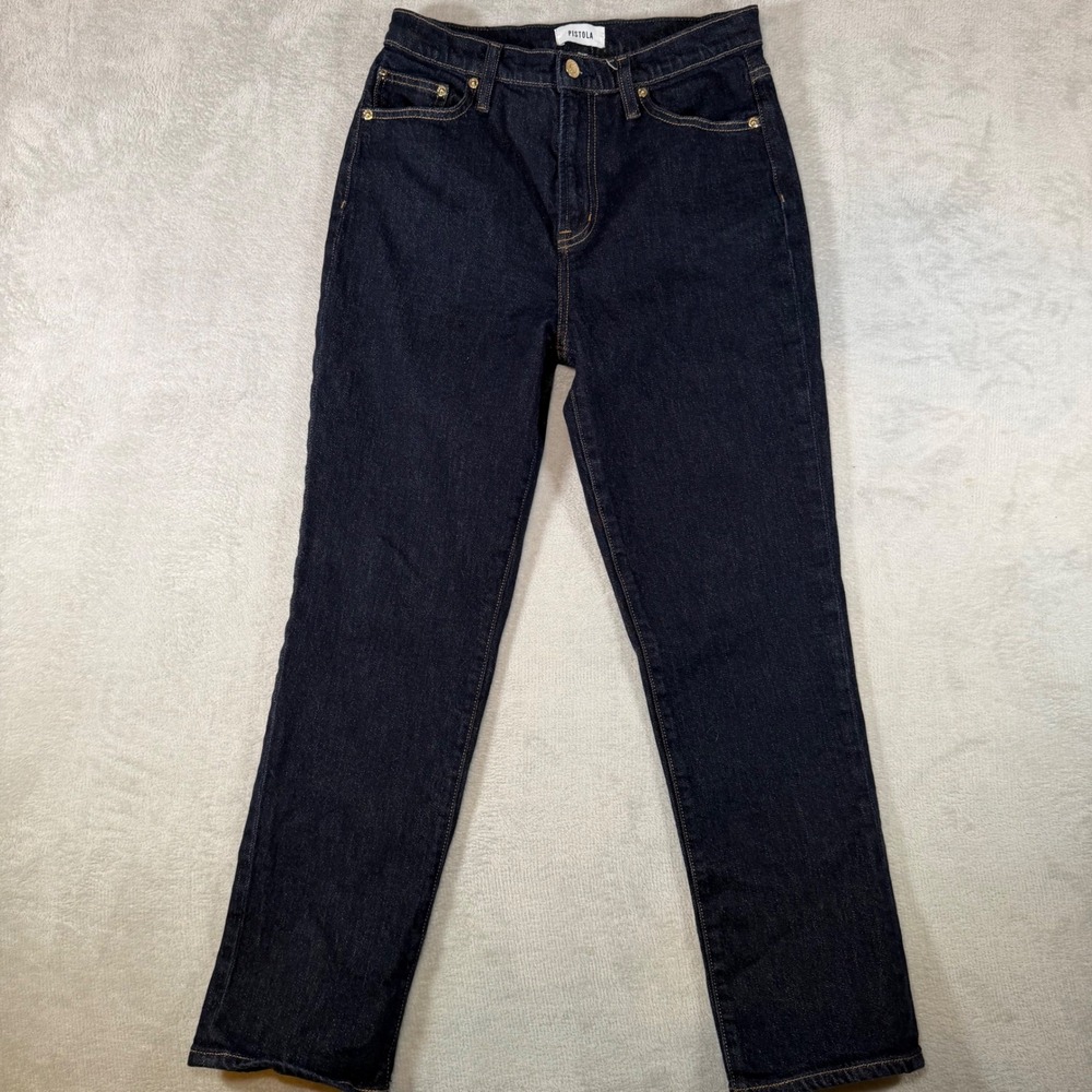 Pistola High Rise Straight Leg Jeans Dark Indigo Blue Denim 27 P00016970EZ NGTFL